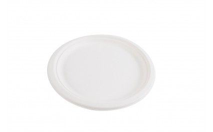 Assiette ronde blanche en pulpe x 50 unités