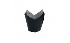 Caissette de cuisson forme tulipe en papier noir ingraissable x 100 unités
